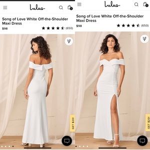 Off the shoulder, white dress from Lulu’s.